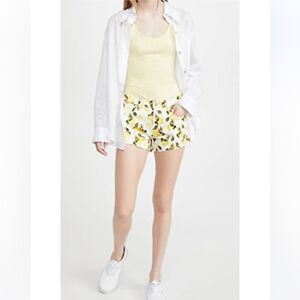 L’AGENCE AUDREY MID RISE SHORT IVORY/YELLOW LEMONS